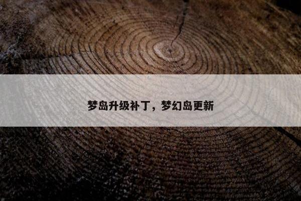 梦岛升级补丁，梦幻岛更新