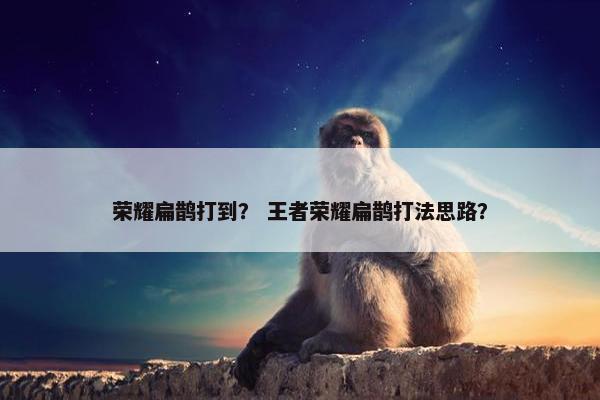 荣耀扁鹊打到？ 王者荣耀扁鹊打法思路？