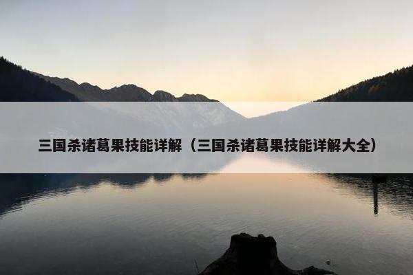 三国杀诸葛果技能详解（三国杀诸葛果技能详解大全）