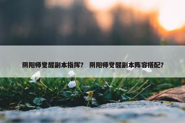 阴阳师觉醒副本指挥？ 阴阳师觉醒副本阵容搭配？