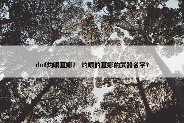 dnf灼眼夏娜？ 灼眼的夏娜的武器名字？