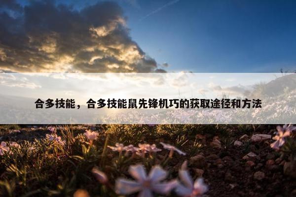 合多技能，合多技能鼠先锋机巧的获取途径和方法