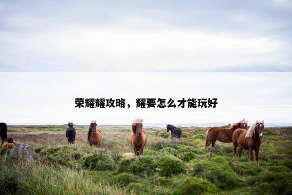 荣耀耀攻略，耀要怎么才能玩好