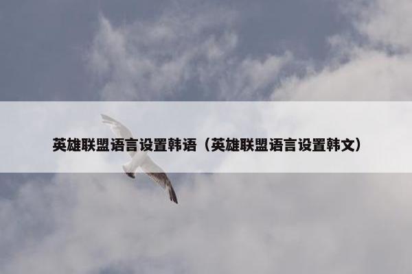 英雄联盟语言设置韩语（英雄联盟语言设置韩文）