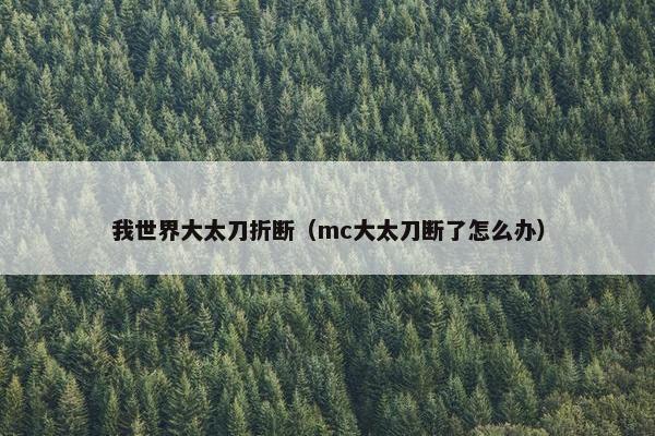我世界大太刀折断（mc大太刀断了怎么办）