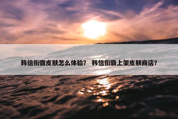 韩信街霸皮肤怎么体验？ 韩信街霸上架皮肤商店？