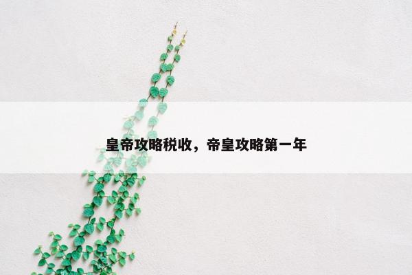 皇帝攻略税收，帝皇攻略第一年