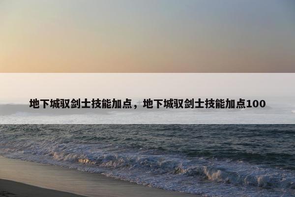 地下城驭剑士技能加点，地下城驭剑士技能加点100