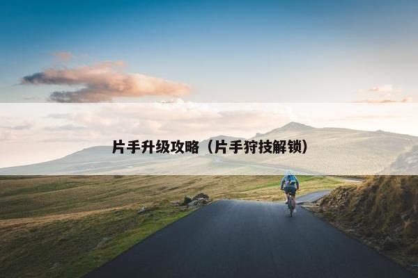 片手升级攻略（片手狩技解锁）