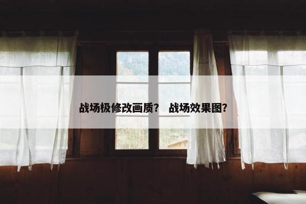 战场极修改画质？ 战场效果图？