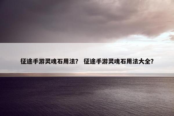 征途手游灵魂石用法？ 征途手游灵魂石用法大全？