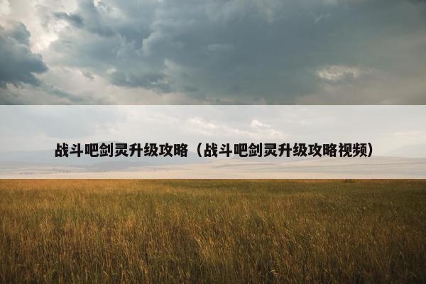 战斗吧剑灵升级攻略（战斗吧剑灵升级攻略视频）
