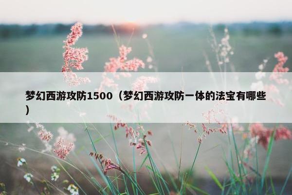 梦幻西游攻防1500（梦幻西游攻防一体的法宝有哪些）