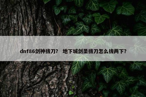 dnf86剑神拔刀？ 地下城剑圣拔刀怎么拔两下？