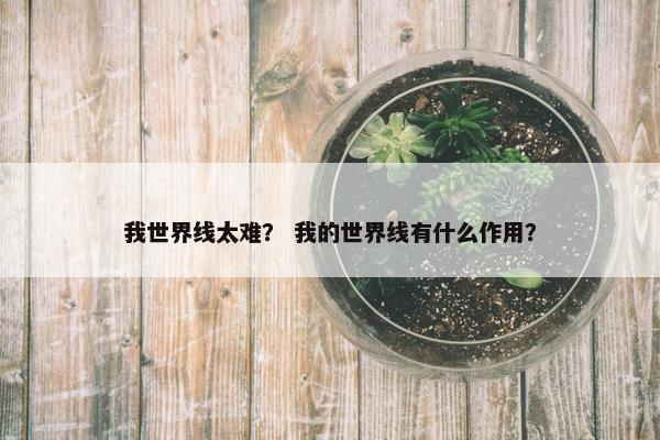我世界线太难？ 我的世界线有什么作用？