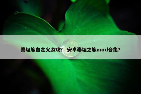 泰坦旅自定义游戏？ 安卓泰坦之旅mod合集？