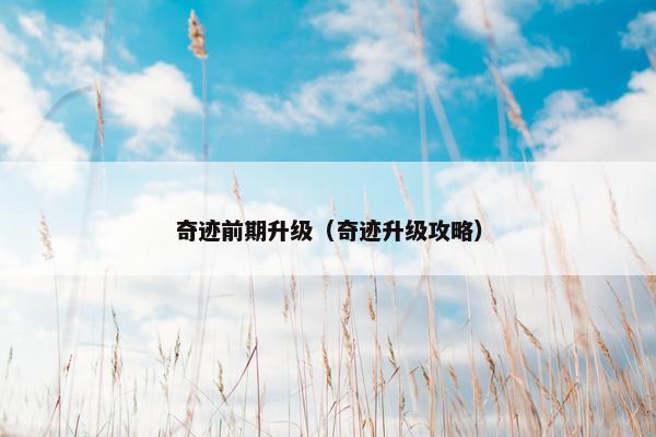 奇迹前期升级（奇迹升级攻略）