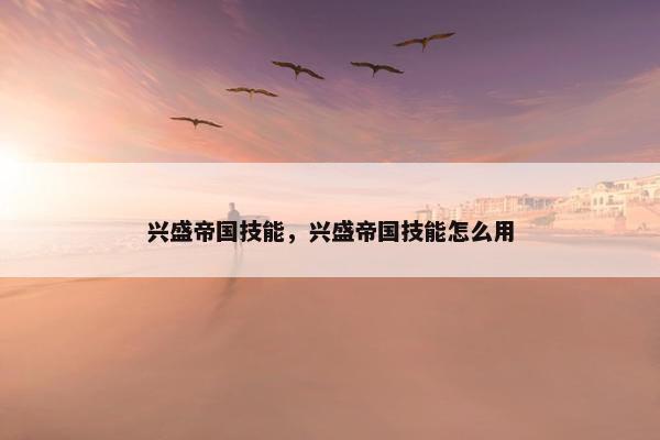 兴盛帝国技能，兴盛帝国技能怎么用