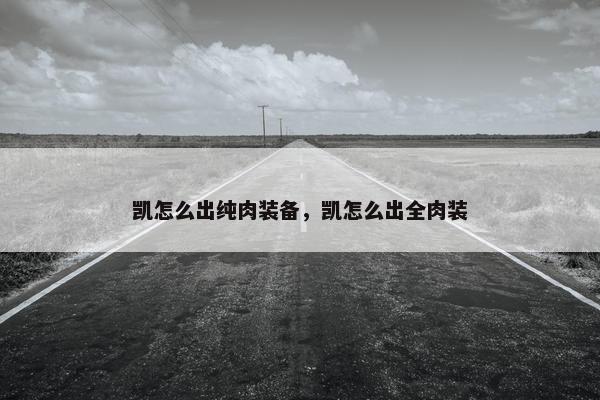 凯怎么出纯肉装备，凯怎么出全肉装