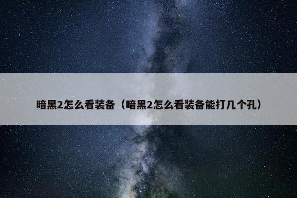 暗黑2怎么看装备（暗黑2怎么看装备能打几个孔）