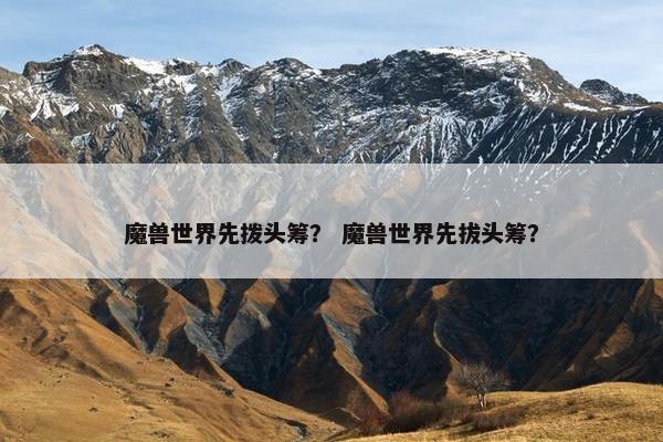 魔兽世界先拨头筹？ 魔兽世界先拔头筹？