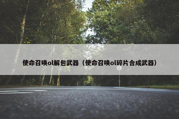 使命召唤ol解包武器（使命召唤ol碎片合成武器）