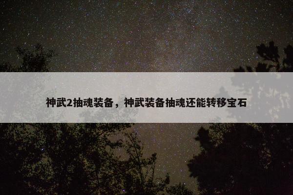 神武2抽魂装备，神武装备抽魂还能转移宝石