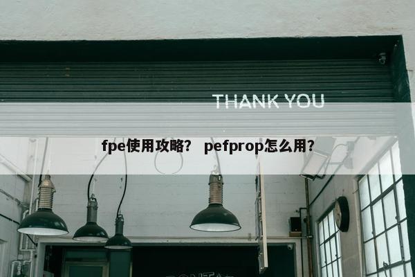 fpe使用攻略？ pefprop怎么用？