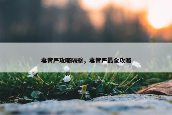 妻管严攻略隔壁，妻管严最全攻略