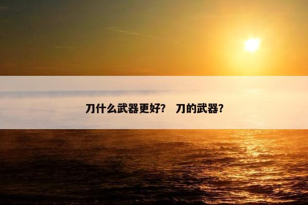刀什么武器更好？ 刀的武器？