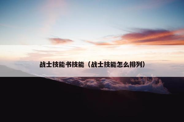 战士技能书技能（战士技能怎么排列）
