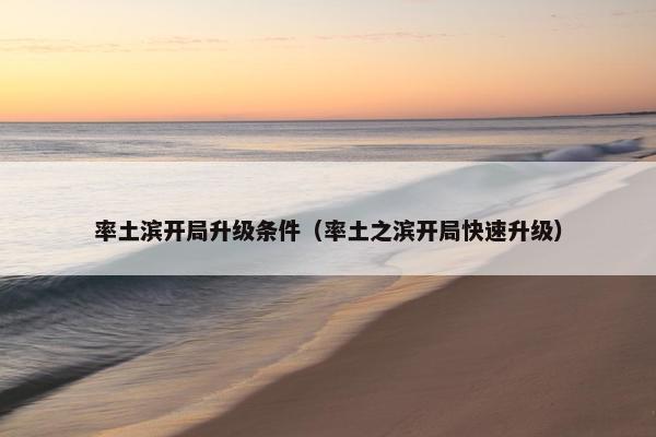 率土滨开局升级条件（率土之滨开局快速升级）