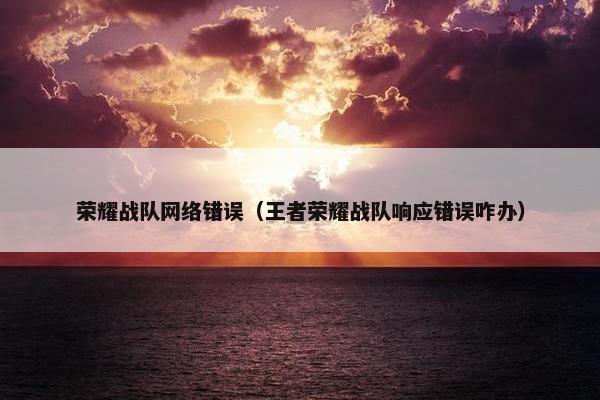 荣耀战队网络错误（王者荣耀战队响应错误咋办）