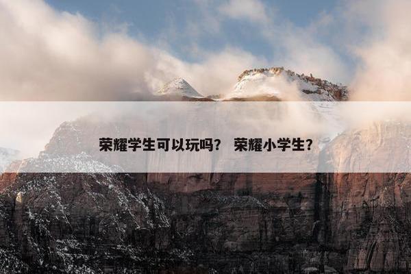 荣耀学生可以玩吗？ 荣耀小学生？