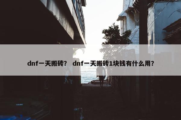 dnf一天搬砖？ dnf一天搬砖1块钱有什么用？