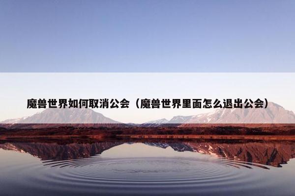 魔兽世界如何取消公会（魔兽世界里面怎么退出公会）