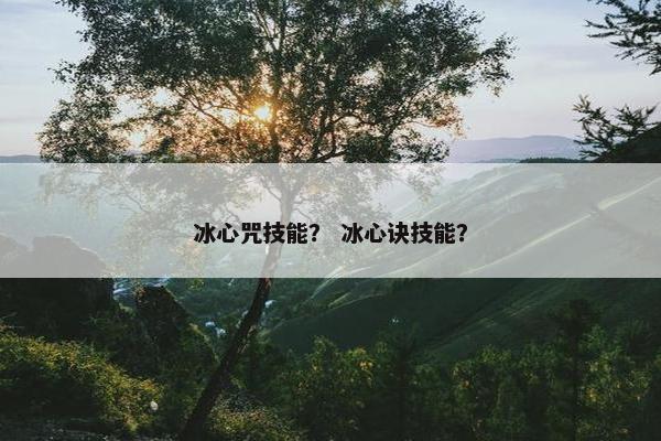 冰心咒技能？ 冰心诀技能？