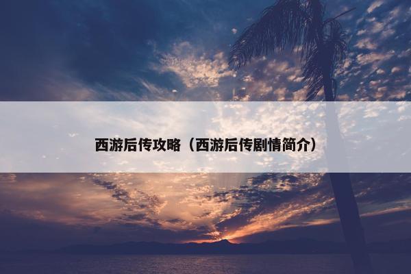 西游后传攻略（西游后传剧情简介）