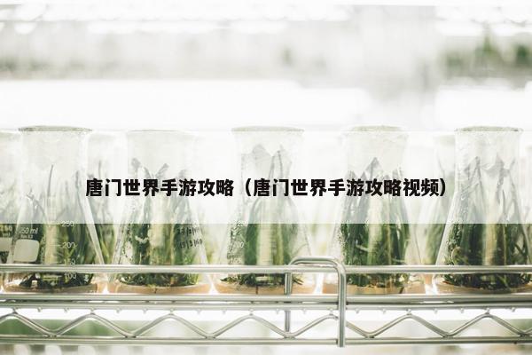 唐门世界手游攻略（唐门世界手游攻略视频）