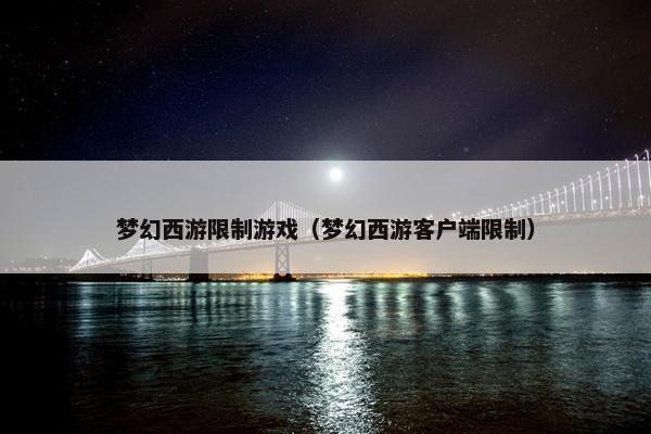 梦幻西游限制游戏（梦幻西游客户端限制）