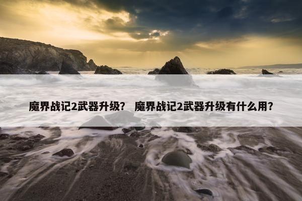 魔界战记2武器升级？ 魔界战记2武器升级有什么用？