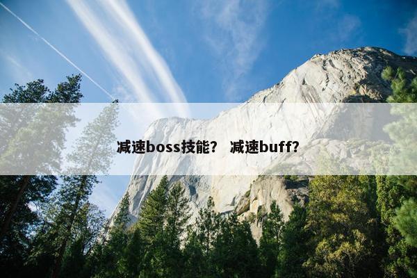减速boss技能？ 减速buff？