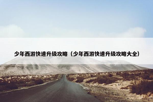 少年西游快速升级攻略（少年西游快速升级攻略大全）