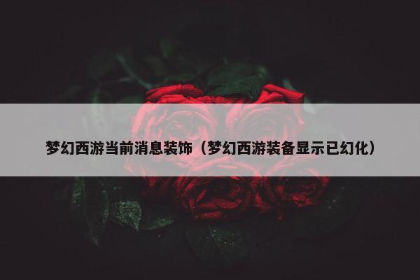 梦幻西游当前消息装饰（梦幻西游装备显示已幻化）