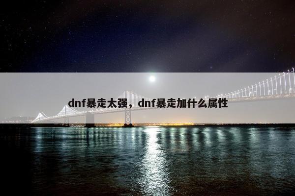 dnf暴走太强，dnf暴走加什么属性