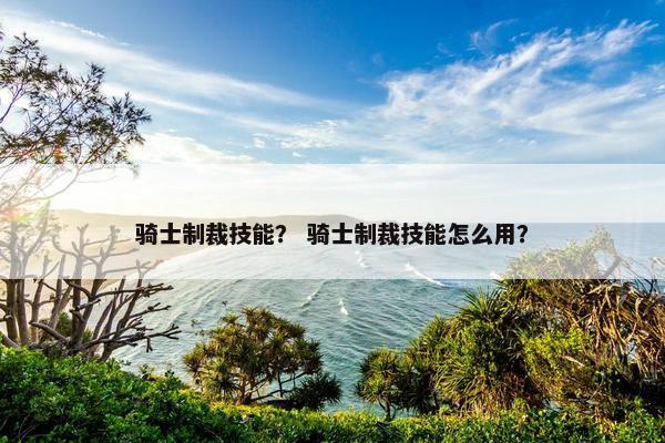 骑士制裁技能？ 骑士制裁技能怎么用？