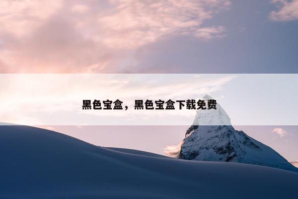 黑色宝盒，黑色宝盒下载免费