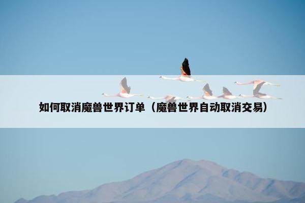 如何取消魔兽世界订单（魔兽世界自动取消交易）