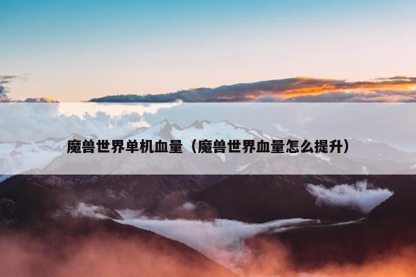 魔兽世界单机血量（魔兽世界血量怎么提升）