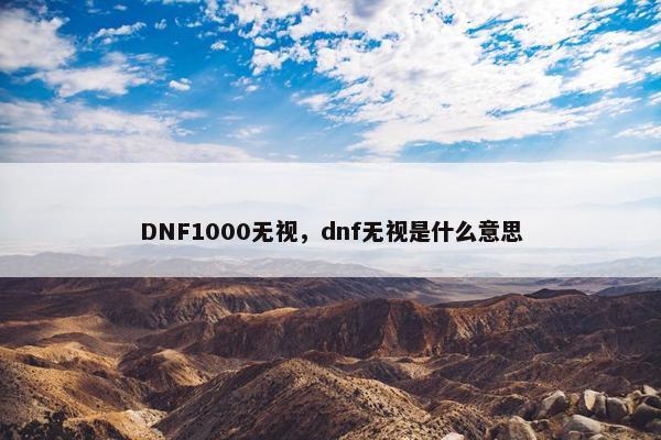 DNF1000无视，dnf无视是什么意思